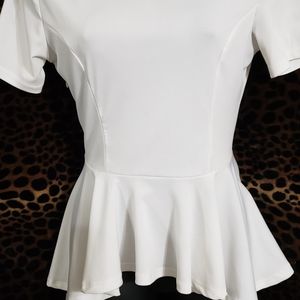 Off White Peplum Top